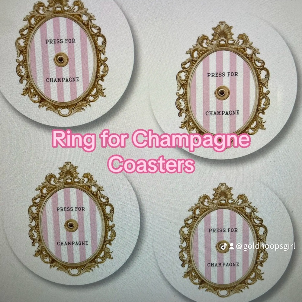 Gold and Pink Ring for Champagne Coasters